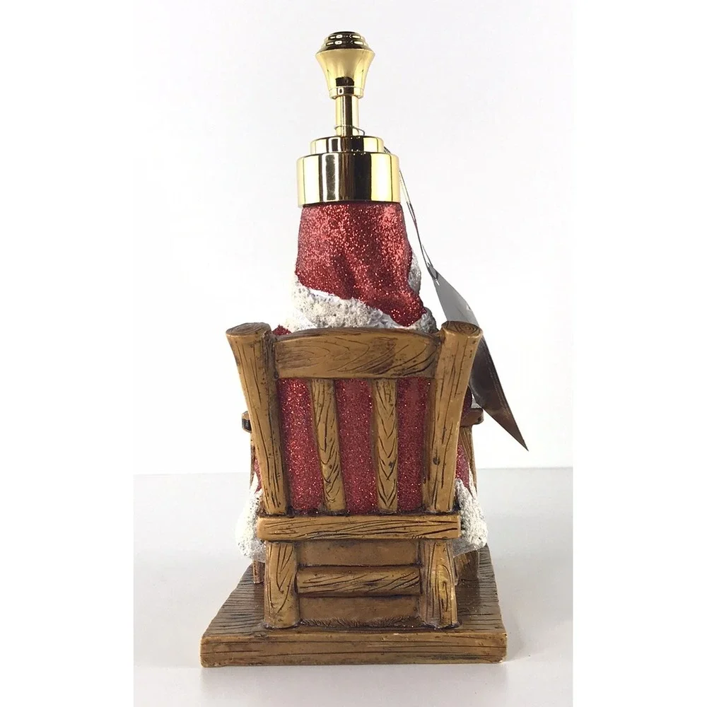 Croscill Christmas Santa Claus Soap Lotion Dispenser Red Glitter Desk 8in NWT